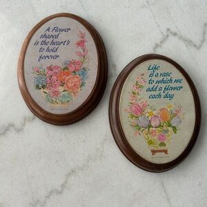Vintage Floral Wall Art Plaques with Inspirational Quotes
